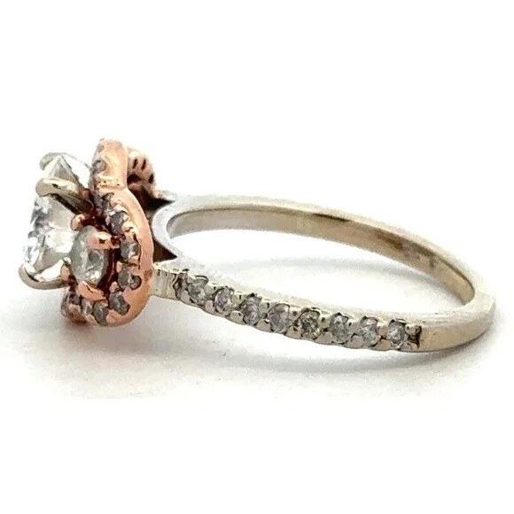 Designer Forever Brilliant 14K White Yellow Gold Moissanite Trio Engagement Ring